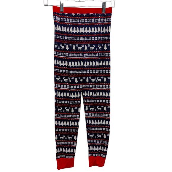 Bums‎ & Roses Pants 12 14 Kids Holiday Christmas Fair Isle Bamboo Jogger Pajamas - Picture 1 of 4